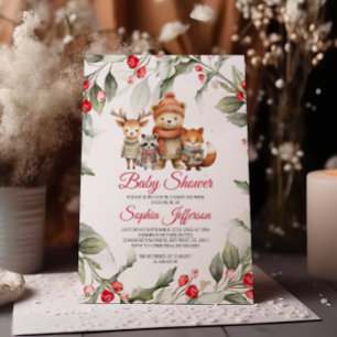 Invitación Navidades Woodland Animals Baby Shower