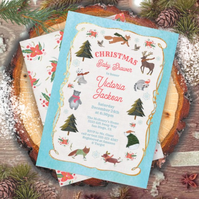 Invitación Navidades Woodland Animals Baby Shower (Subido por el creador)