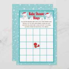 Invitación Navidades Woodland Arctic Foxes Baby Shower Bingo
