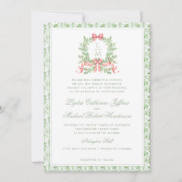 Invitación Navidades Wreath Candy Cane Bow | Boda de monogram
