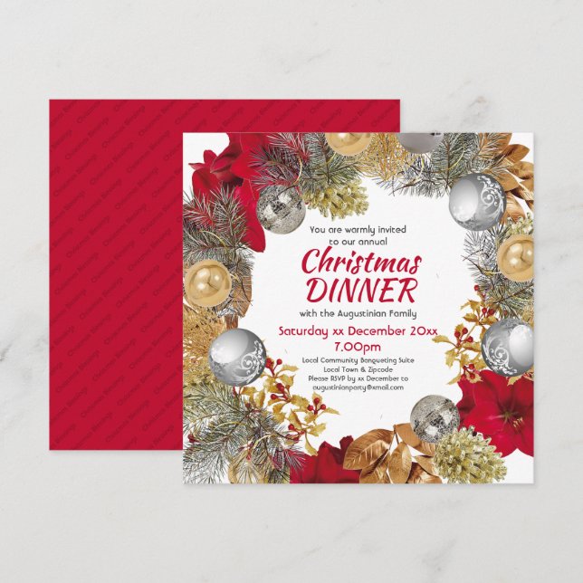 Invitación Navidades Wreath CORPORATE DINNER (Anverso / Reverso)
