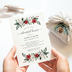 Invitación Navidades Wreath Floral   Cena de ensayo Boda