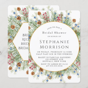 Invitación Navidades Wreath Gold Geometric Bridal Shower
