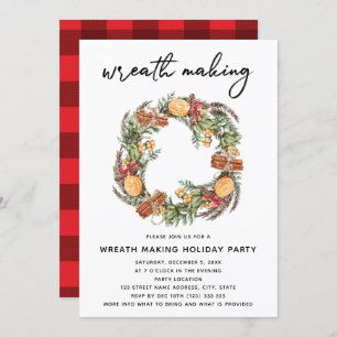Invitación Navidades Wreath Haciendo Fiesta Rojo