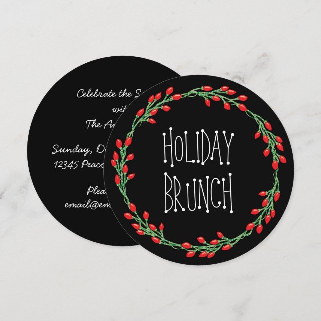 Invitación Navidades Wreath Holiday Brunch (Anverso / Reverso)