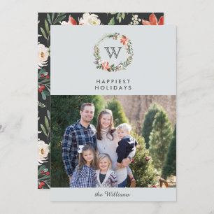 Invitación Navidades Wreath Monograma Feriados paisaje foto