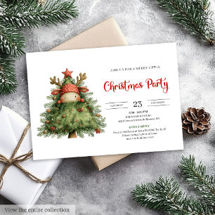 Invitación navideña roja verde trendy Reno ciervo