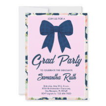 Navy Azul de Gingham con Lazo de Flor Silvestre Fi