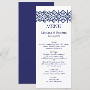 Invitación Navy Azulejo   Indigo boda de TILE en la frontera 