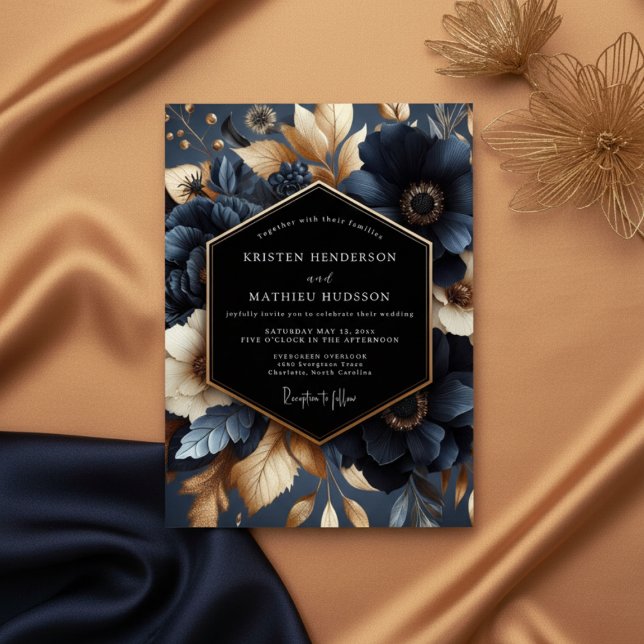 Invitación Navy Bloom Wedding (Subido por el creador)