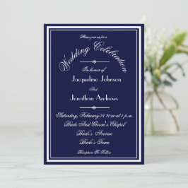 Invitación Navy Blue All In One Email Website RSVP Boda