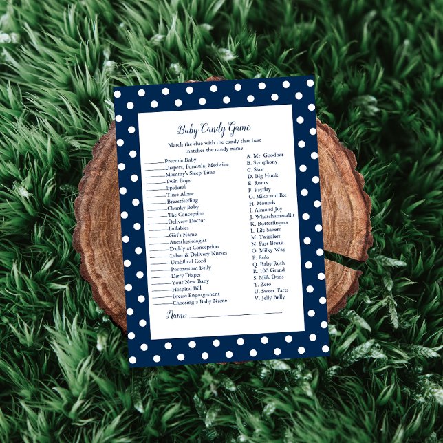 Invitación Navy Blue Baby Bow Baby Candy Juego de Baby Shower (Subido por el creador)