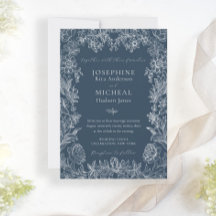 Navy Blue Botanical Floral Elegante