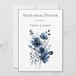 Invitación Navy Blue Botanical Wedding