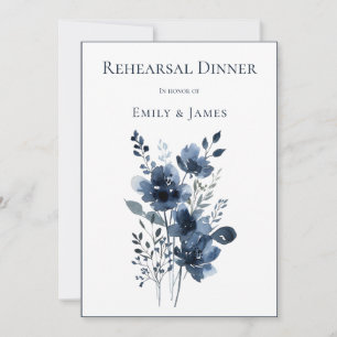 Invitación Navy Blue Botanical Wedding