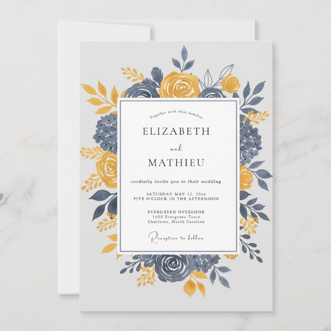 Invitación Navy Blue Dignified Autumnal Wedding (Anverso)