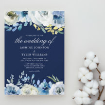 Navy Blue Floral Elegant Winter Wedding