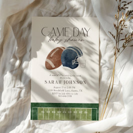 Invitación Navy Blue Game Day Football Baby Shower
