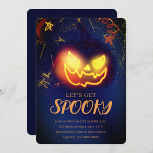 Invitación Navy Blue Gradient Navy Blue Spooky Halloween