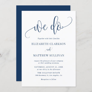 Invitación Navy Blue Hacemos Boda de caligrafía moderna