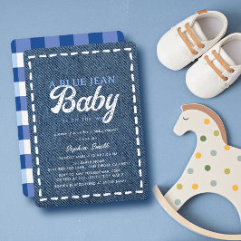 Invitación Navy Blue Jean Baby Boy Baby Shower