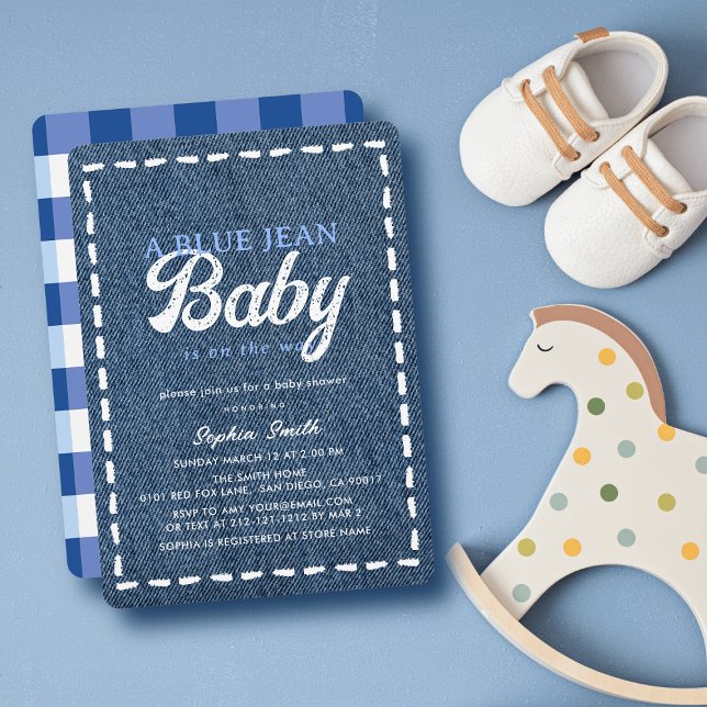 Invitación Navy Blue Jean Baby Boy Baby Shower (Subido por el creador)