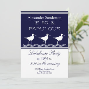 Invitación Navy Blue Lakehouse 50 y fabulosa fiesta de cumple