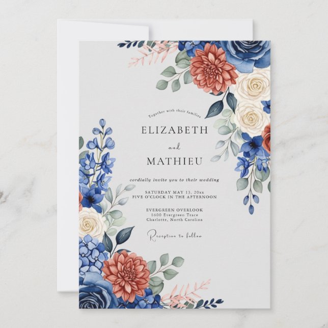 Invitación Navy Blue Majestic Autumn Wedding (Anverso)