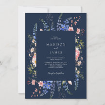 Navy Blue Minimalist Wildflower Floral Wedding