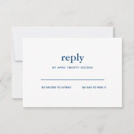 Invitación Navy Blue Modern Bar Mitzvah White Reply Card