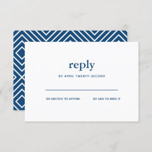 Invitación Navy Blue Modern Bar Mitzvah White Reply Card