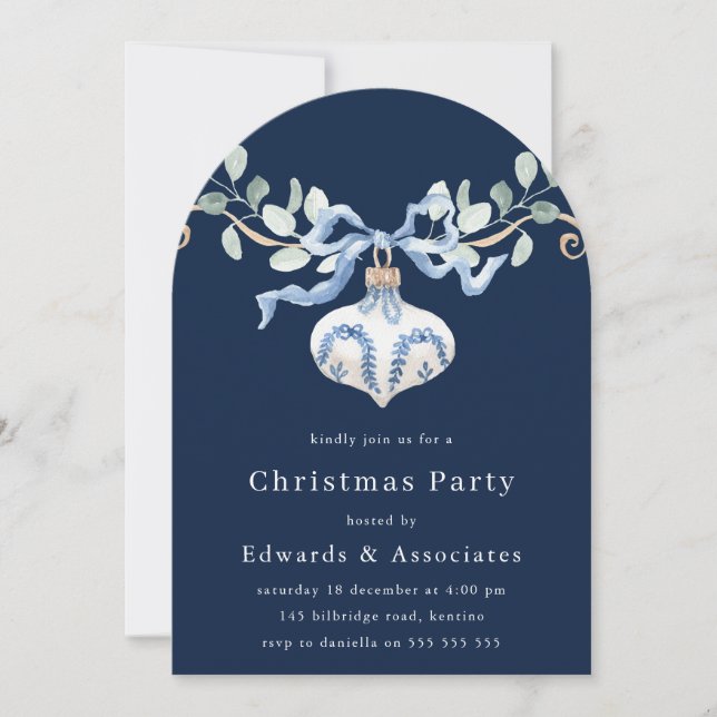 Invitación Navy Blue Modern Christmas Party (Anverso)