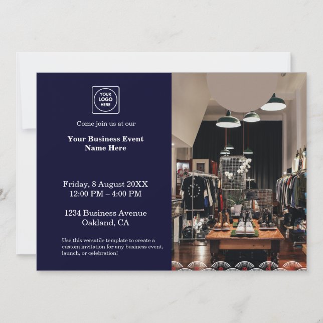 Invitación Navy Blue Modern | Evento profesional (Anverso)