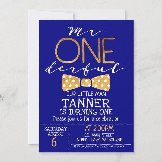 Invitación Navy Blue Mr. (Anverso)