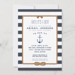 Invitación Navy Blue Nautical Infinity Knot Baby Shower