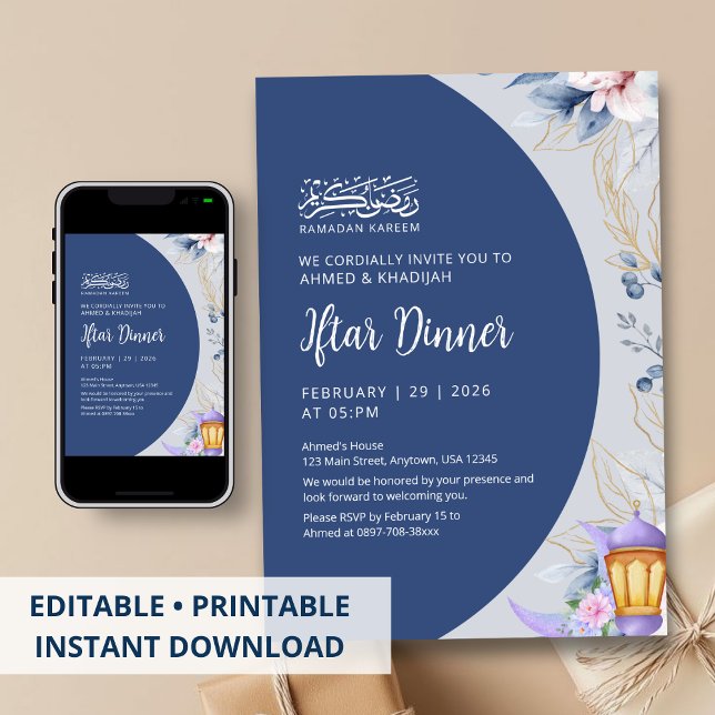 Invitación Navy Blue Night Sky Ramadan Iftar Dinner (Subido por el creador)