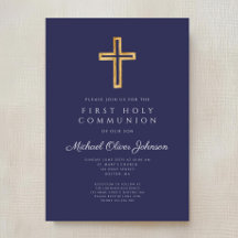 Navy Blue Religious Cross Boy First Communion