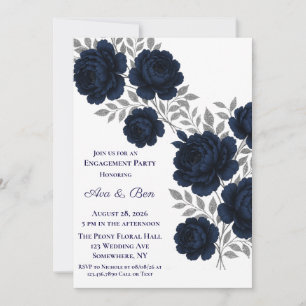 Invitación Navy Blue & Silver deja al partido de compromiso
