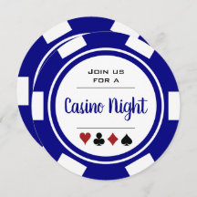 Navy Blue White Poker Chip Casino Nacimiento