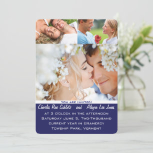 Invitación Navy Blue Your Photo Boda