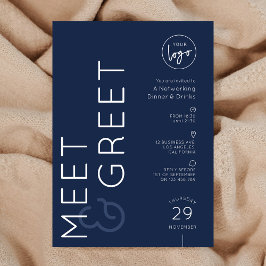 Invitación Navy Business Logo Meet & Greet Networking Event