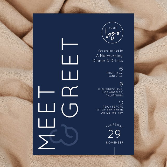 Invitación Navy Business Logo Meet & Greet Networking Event (Subido por el creador)