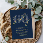 Invitación Navy elegante moderno 60 cumpleaños<br><div class="desc">La Marina Moderna Elegante Invitación de Cumpleaños 60. Presenta caligrafía de escritura minimalista y tipografía audaz.</div>