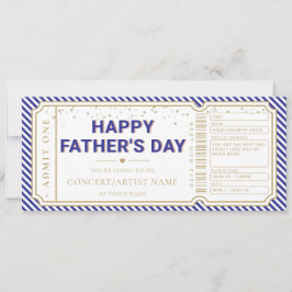 Invitación Navy Father's Day Concert Ticket Gift Voucher