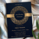 INVITACIÓN NAVY FAUX GOLD MANDALA CUALQUIER AÑO 50 CUMPLEAÑOS<br><div class="desc">Si necesita más personalización o cualquier otro elemento que coincida,  no dude en ponerse en contacto conmigo en yellowfebstudio@gmail.com</div>