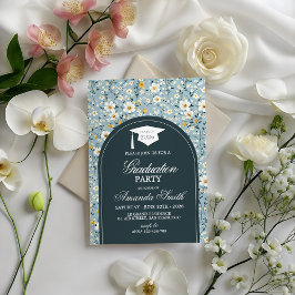 Invitación Navy Floral Arch Class of 2026 Grad Invite