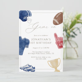 Invitación Navy Game On Football Birthday