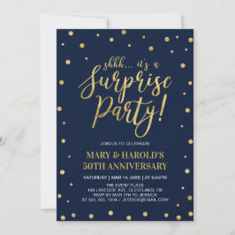 Invitación Navy & Gold | 50º Aniversario Sorpresa de Boda