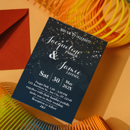 Invitación Navy & Gold Celestial Wedding Invitation Template