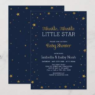 Invitación Navy & Gold   Duérmete mi Niño Fiesta de Revelació